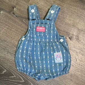 Vintage Osh Kosh B'Gosh Blue Foral Lighthouse Overalls jumper 6-9m